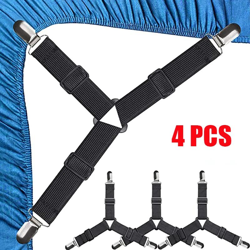 4Pcs/lot Bed Sheet Fasteners Holder Gadgets for Bed Sheet Organizer Mattress Cover Clip For Home Elastic Straps Adjustable Clips