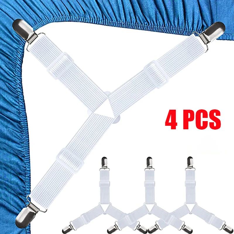 4Pcs/lot Bed Sheet Fasteners Holder Gadgets for Bed Sheet Organizer Mattress Cover Clip For Home Elastic Straps Adjustable Clips