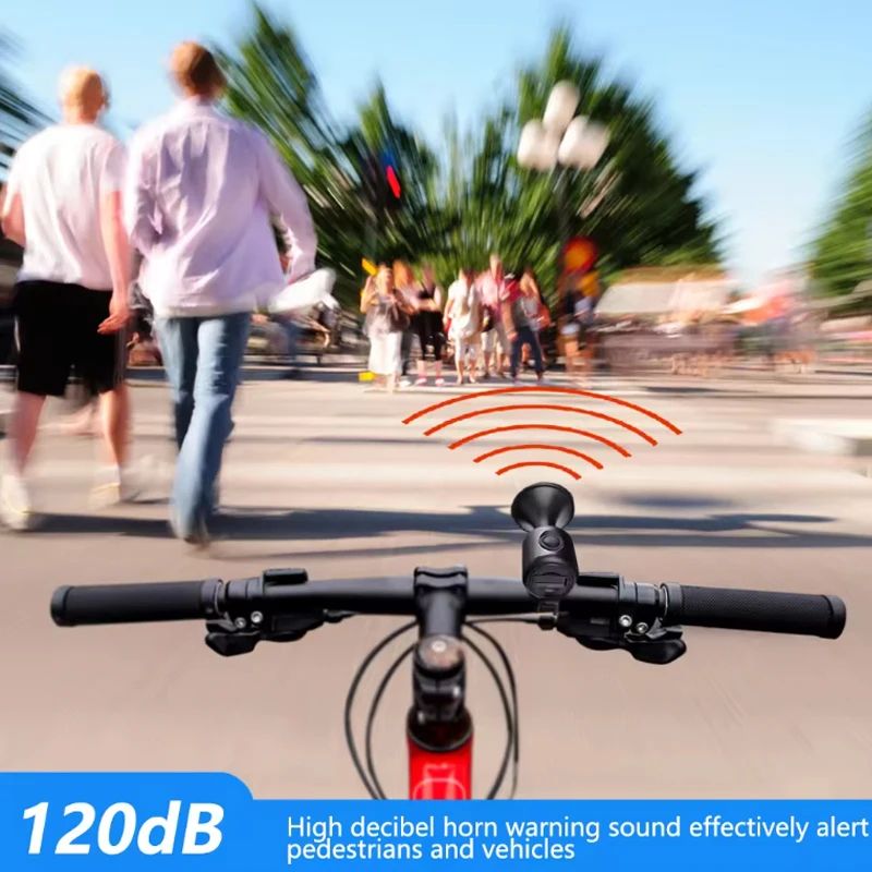 Bicycle Electric Horn High Sound 120dB Waterproof Anti-theft Audio Warning Alert Bike Bell for Safety Riding