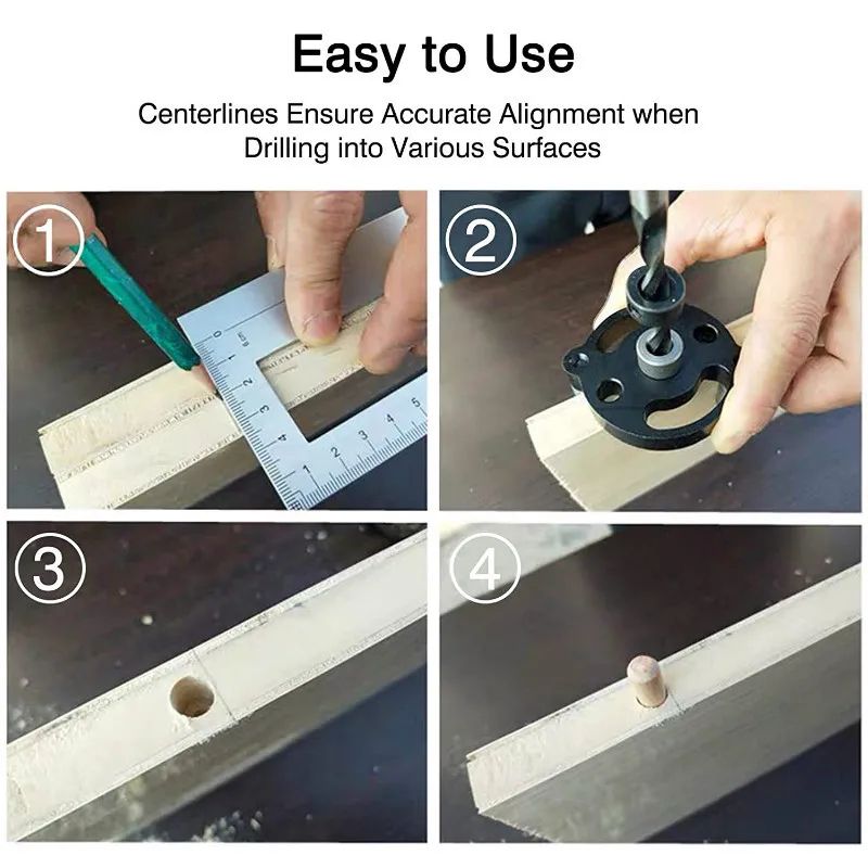 Woodworking Pocket Hole Jig 6/8/10mm Self-centering Vertical Doweling Jig Drill Guide for Locator Hole Puncher Carpentry Tools