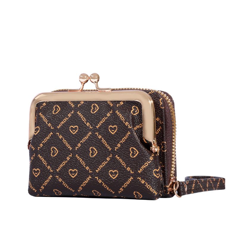 New Wallet Women's Wrist Strap Short Old Flower Zero Wallet Large Capacity Coin Clip Bag Letter Multi Card Card Bag Money Clip