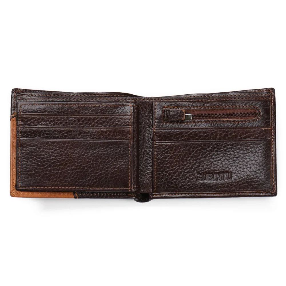GUBINTU Genuine Leather Men Wallets Coin Pocket Zipper Real Men's Leather Wallet with Coin High Quality Male Purse Eagle cartera