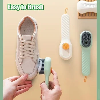 Multifunction Cleaning Shoe Brush Soft Automatic Liquid Shoe Brush Long Handle Clothes Soap Brush With Hook Clean Tool