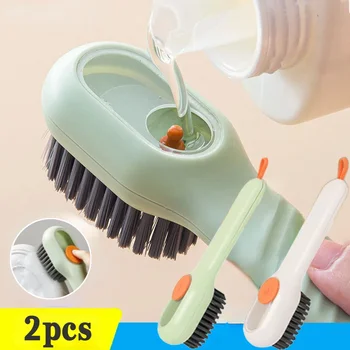 Multifunction Cleaning Shoe Brush Soft Automatic Liquid Shoe Brush Long Handle Clothes Soap Brush With Hook Clean Tool