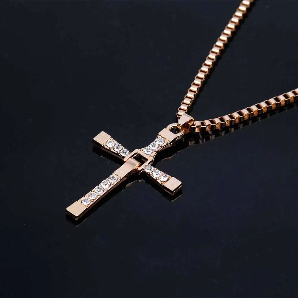 Dominic Toretto The Fast and The Furious Celebrity Vin Diesel Item Crystal Jesus Men Cross Pendant Necklace Gift Jewelry
