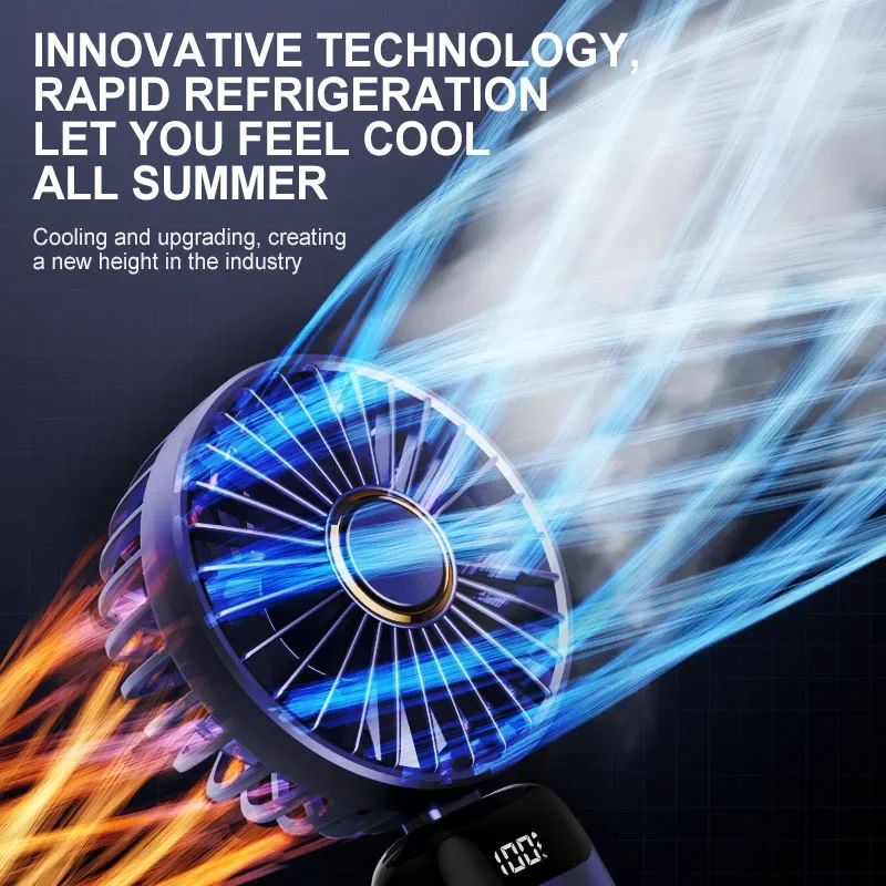 2024 New Arrival Wind Cooling Hand Mini Usb Fan Portable 5 Speed Personal Pocket Rechargeable Handheld with Hook