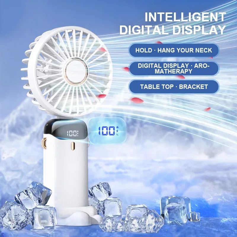 2024 New Arrival Wind Cooling Hand Mini Usb Fan Portable 5 Speed Personal Pocket Rechargeable Handheld with Hook