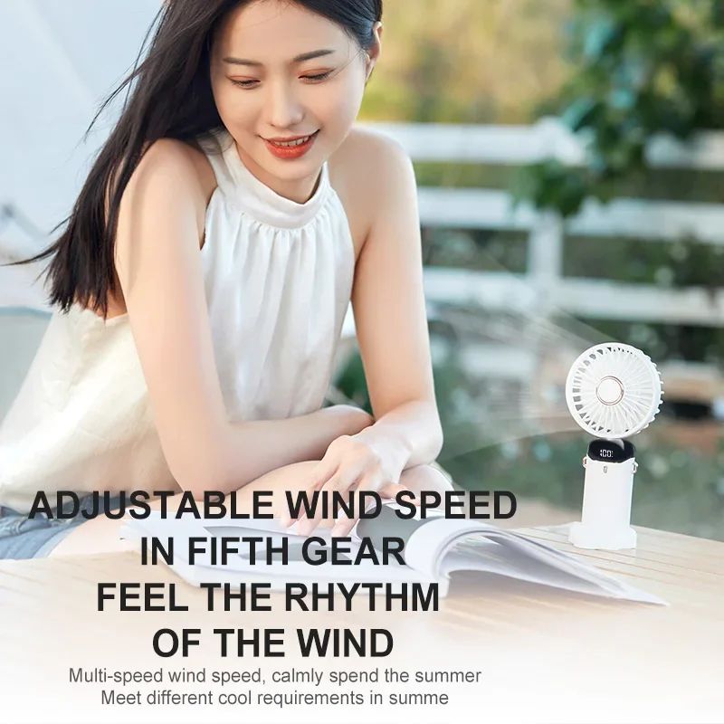 2024 New Arrival Wind Cooling Hand Mini Usb Fan Portable 5 Speed Personal Pocket Rechargeable Handheld with Hook