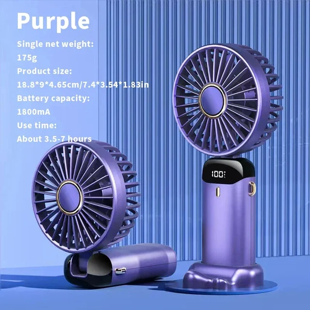 2024 New Arrival Wind Cooling Hand Mini Usb Fan Portable 5 Speed Personal Pocket Rechargeable Handheld with Hook