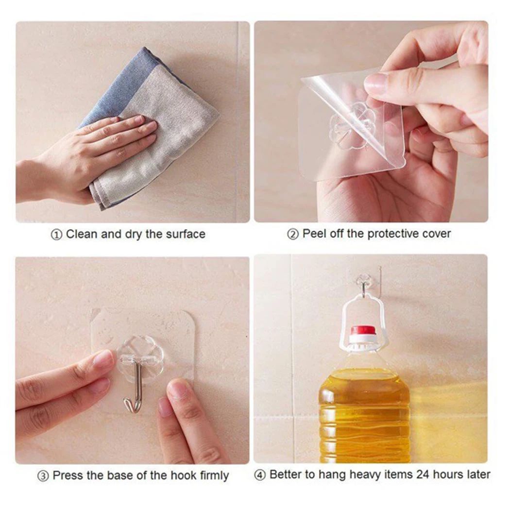 10/20Pcs Transparent Strong Self Adhesive Door Wall Hangers Hooks Suction Heavy Load Rack Cup Sucker for Kitchen Bathroom Office