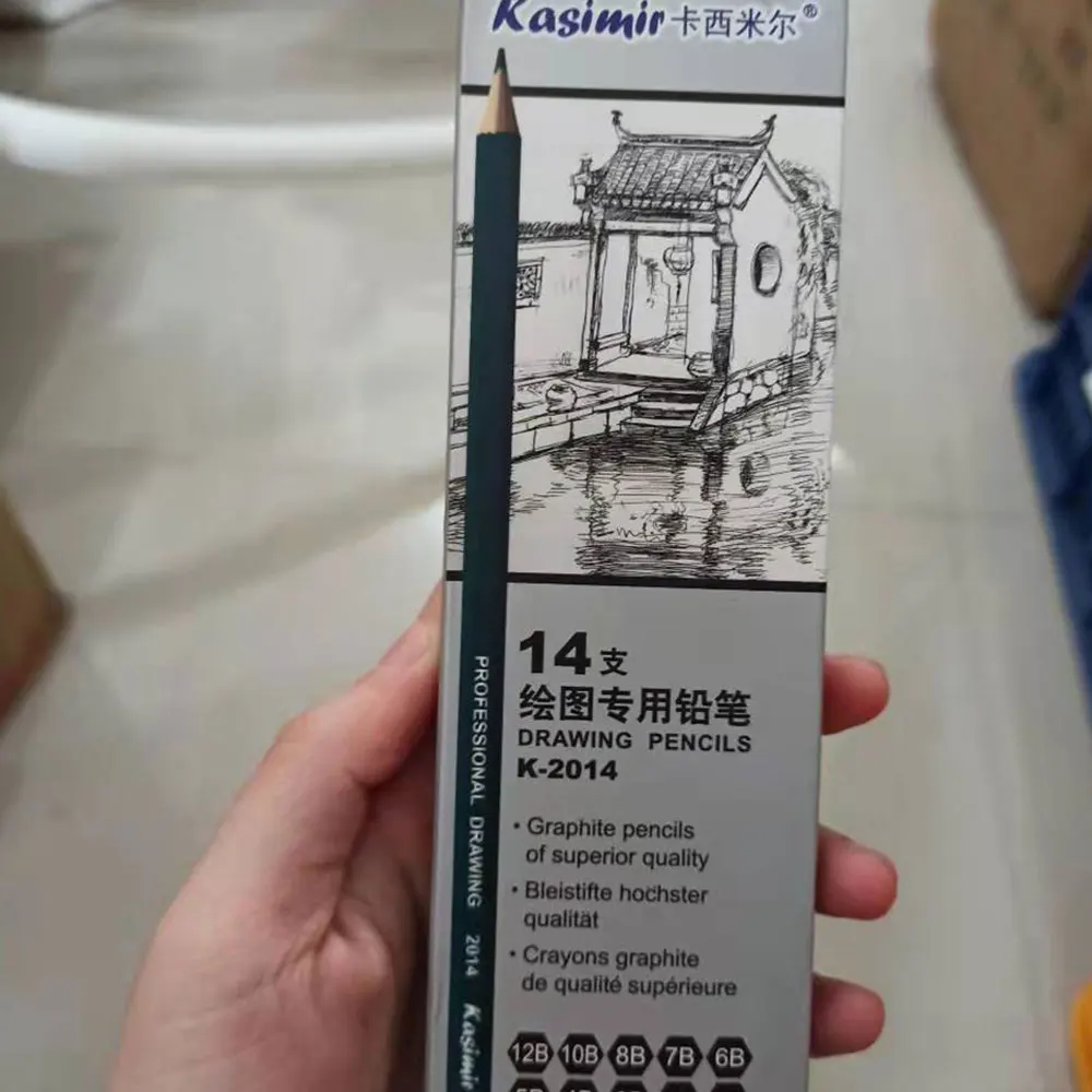 14Pcs/Set Professional Sketch Pencil Set HB 2B Graphite Art Drawing Pencil School Stationery