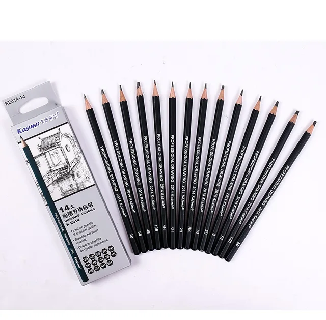 14Pcs/Set Professional Sketch Pencil Set HB 2B Graphite Art Drawing Pencil School Stationery
