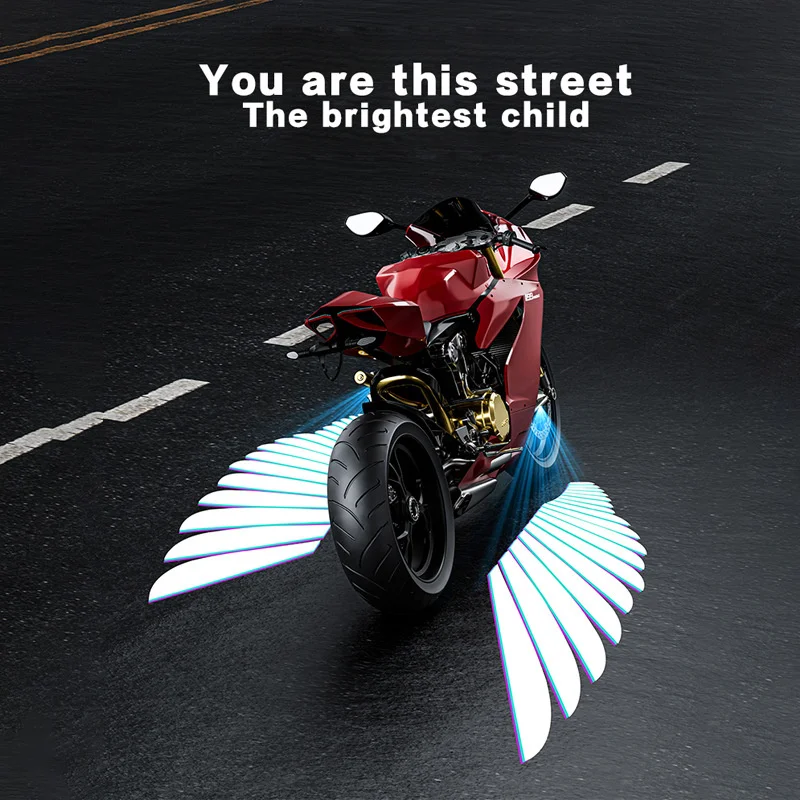 2PCS Motorcycle Angel wings LED projection light electric car street modification welcome decoration anti-collision laser light