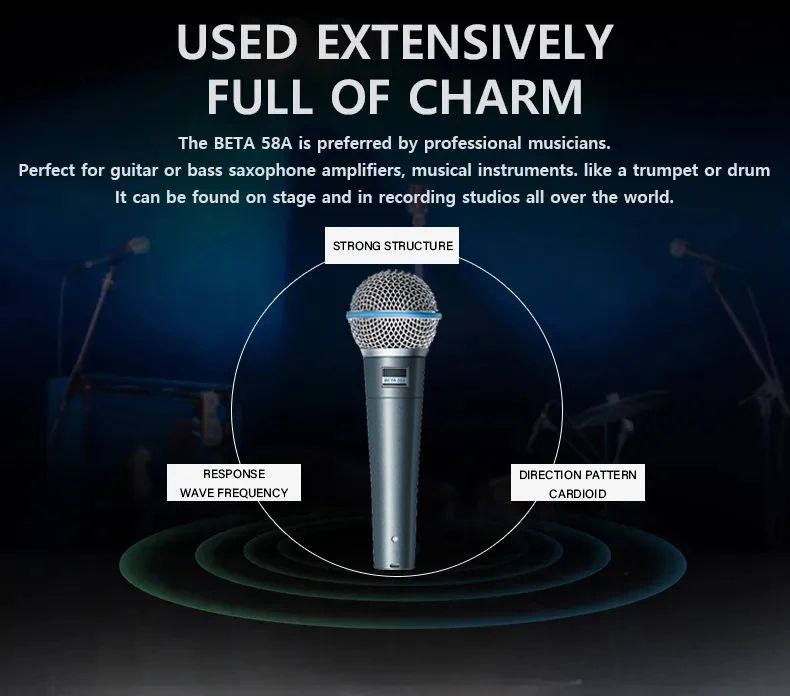 METAL BETA 58A Supercardioid Dynamic Microphone For Stage Singing Professional Wired Microphone for Karaoke BBOX Recording Vocal