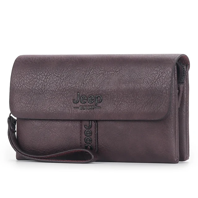 JEEP BULUO Mens Wallet Clutch Bag PU Leather Coin Purse Long Fashion Business Style Men&#39;s Handbag Card Bags Soft Key Bag