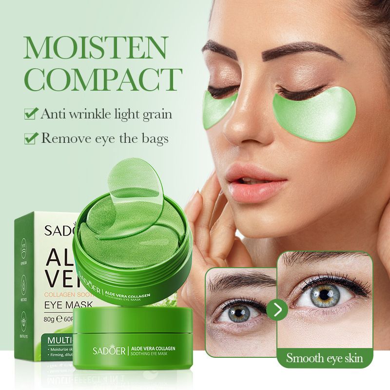 60pcs Aloe Vera Collagen Eye Mask Anti Dark Circles Eyes Bags Moisturizing Anti-Wrinkles Eye Patches Eyes Skin Care Products