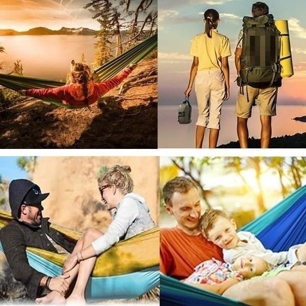 Single Person Portable Outdoor Camping Hammock With Nylon Color Matching Hammock High Strength Parachute Fabric Hanging Bed