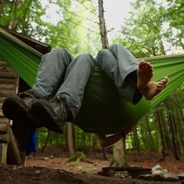 Single Person Portable Outdoor Camping Hammock With Nylon Color Matching Hammock High Strength Parachute Fabric Hanging Bed