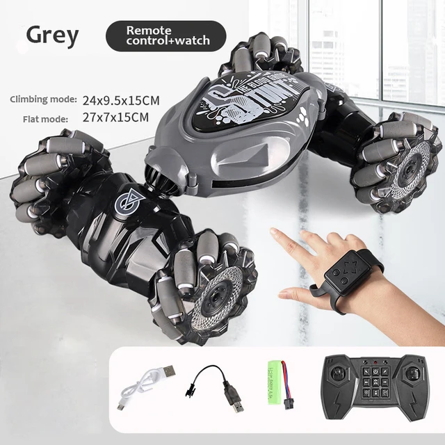 4WD RC Drift Car With Music Led Lights 2.4G Gesture Radio Remote Control Spray Stunt Car 360° Rotating Climbing Car Toys Gift