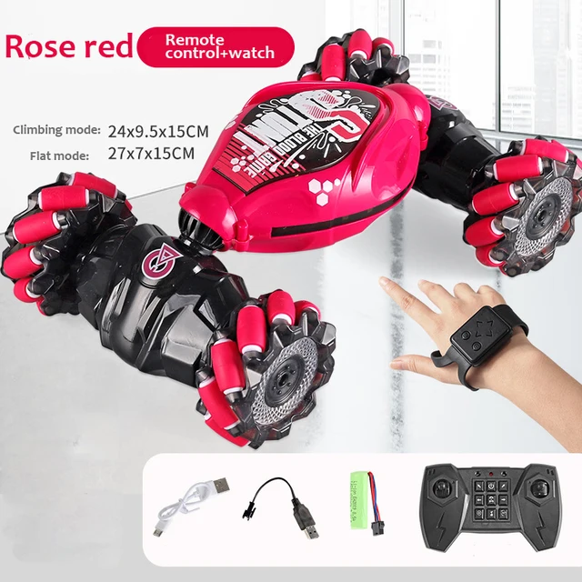 4WD RC Drift Car With Music Led Lights 2.4G Gesture Radio Remote Control Spray Stunt Car 360° Rotating Climbing Car Toys Gift