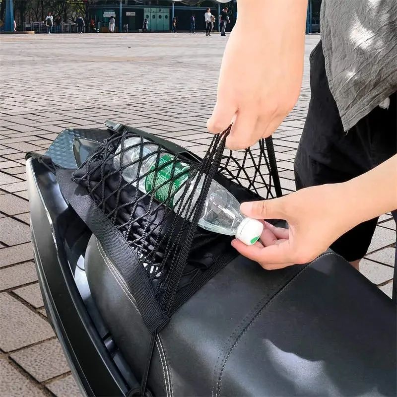 Motorcycle Cargo Net High Elastic Double Layer Motorcycle Net for Helmet Storage 10"X11" Bungee Cargo Net with Hooks Luggage Net