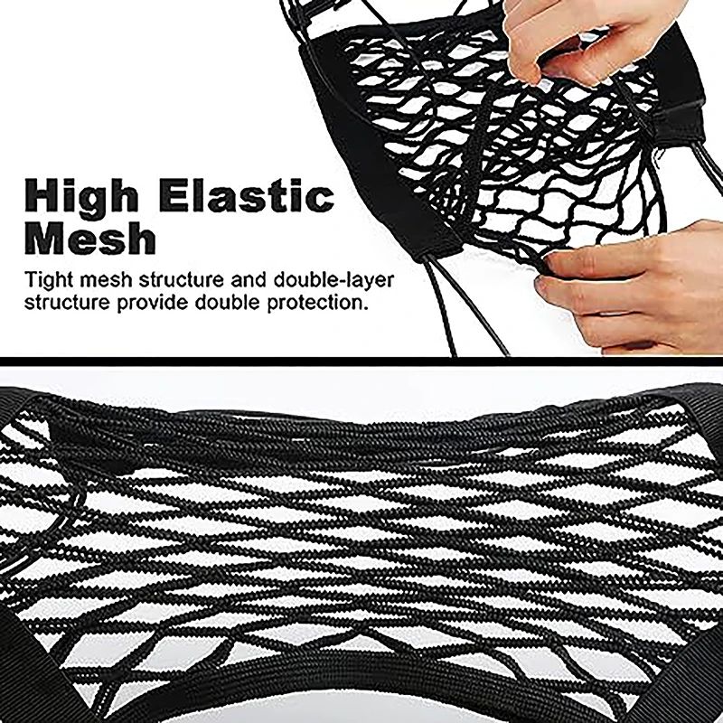 Motorcycle Cargo Net High Elastic Double Layer Motorcycle Net for Helmet Storage 10"X11" Bungee Cargo Net with Hooks Luggage Net