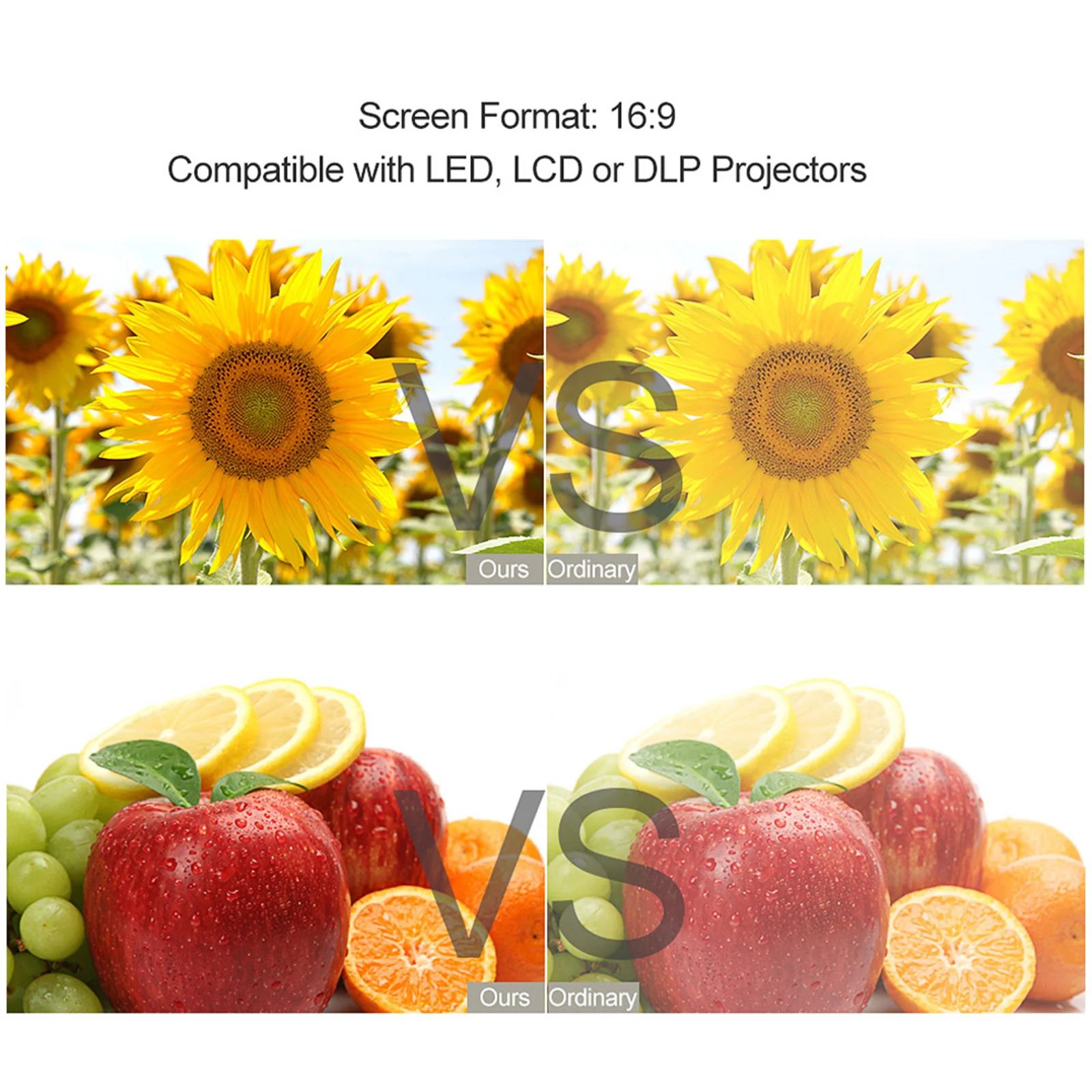 Portable Projector Screen Simple Curtain Anti-Light 60/70/80/100/120 Inches Projection Screens for Home Outdoor Office Projector