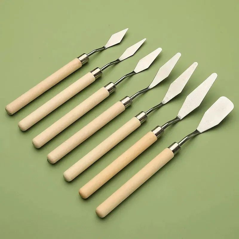 7Pcs Stainless Steel Oil Painting Knives Artist Crafts Spatula Palette Knife Mixing Knife Scraper Art Tools