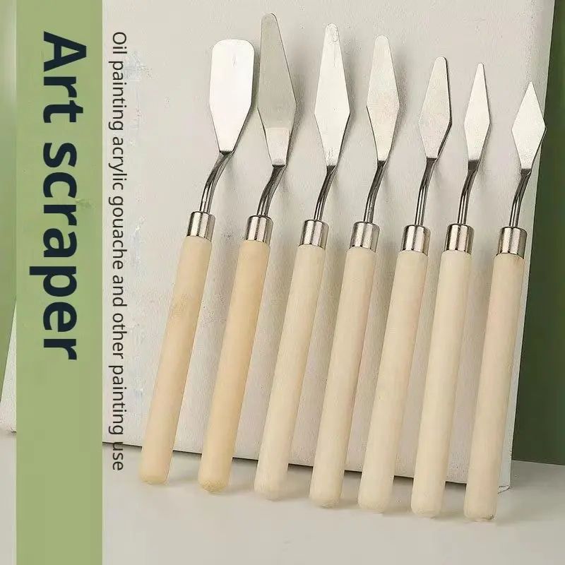 7Pcs Stainless Steel Oil Painting Knives Artist Crafts Spatula Palette Knife Mixing Knife Scraper Art Tools