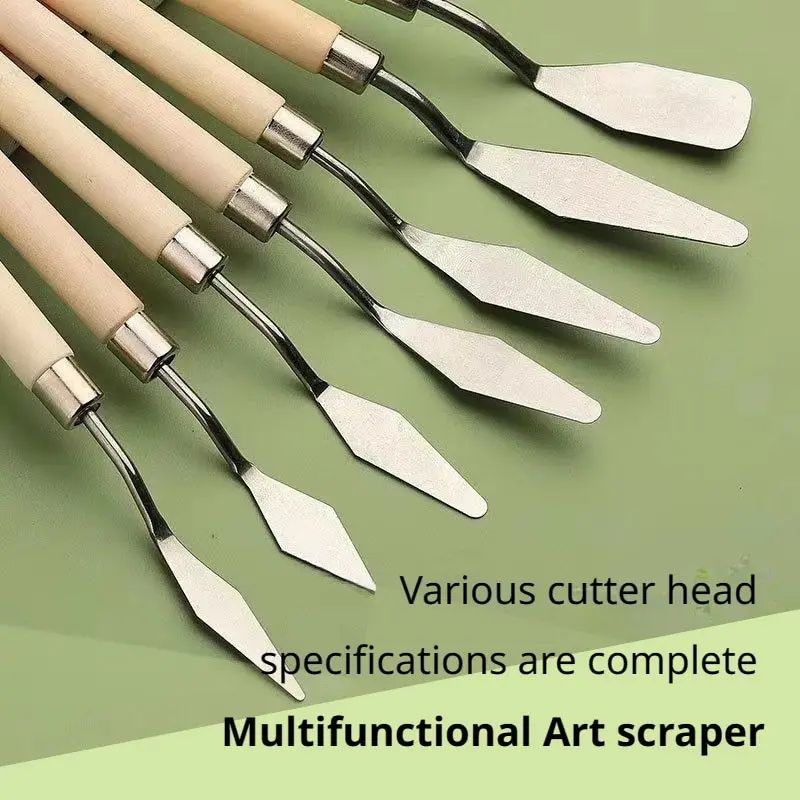 7Pcs Stainless Steel Oil Painting Knives Artist Crafts Spatula Palette Knife Mixing Knife Scraper Art Tools