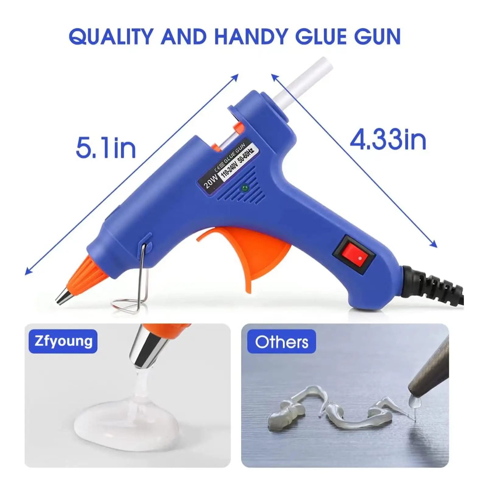 20W Hot Melt Glue Gun with Seal Wax Glue Sticks Household DIY Industrial Guns Heat Temperature Thermo Electric Repair Tool