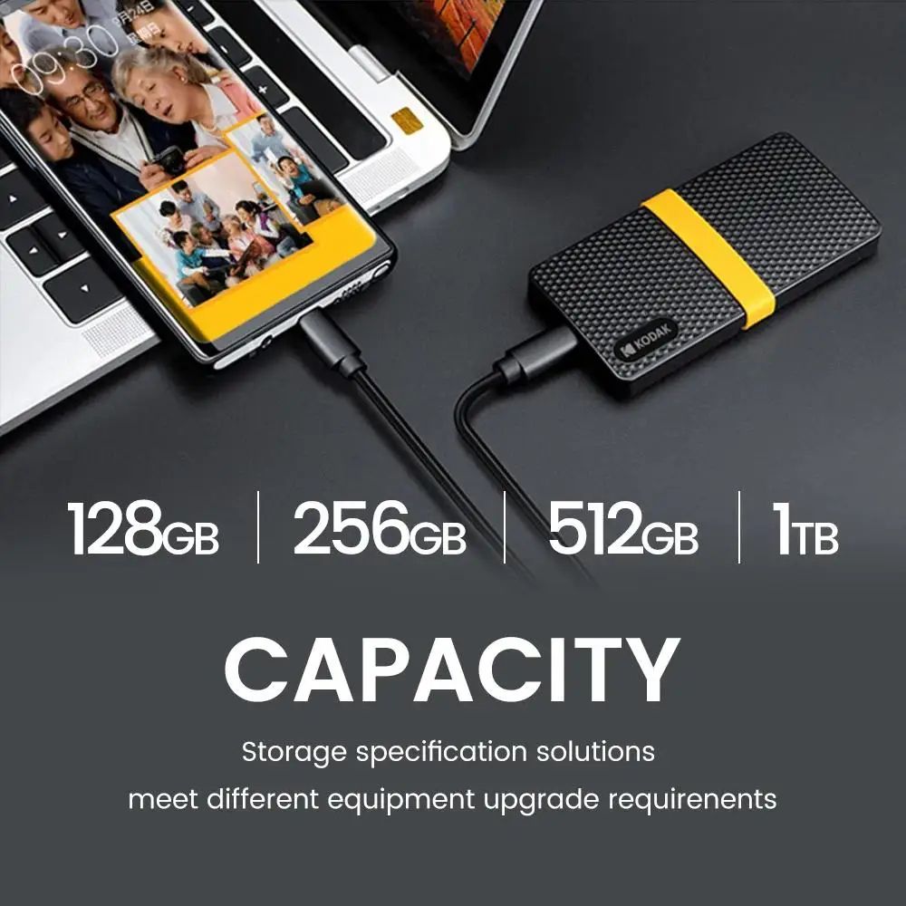 KODAK X200 Portable SSD 1TB Type-C USB3.1 External Drive Hard Disk 512GB 256GB For Laptops Smartphone PC