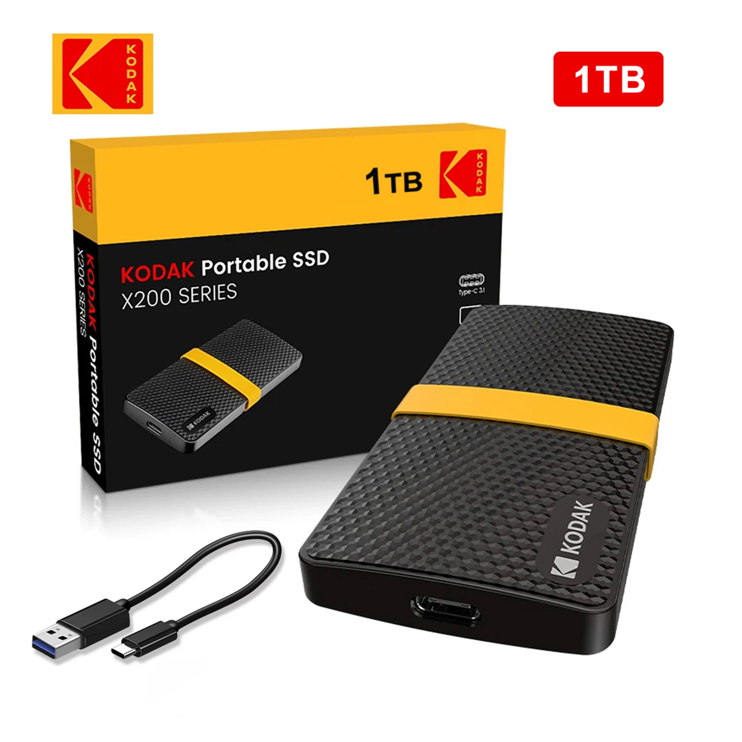 KODAK X200 Portable SSD 1TB Type-C USB3.1 External Drive Hard Disk 512GB 256GB For Laptops Smartphone PC