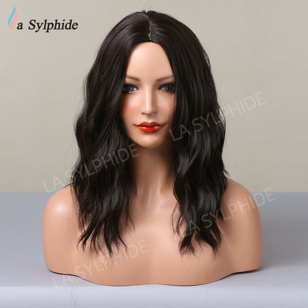 Women Grey Wavy Bob Wigs with Bangs Short Blonde Ombre Synthetic Wig With with Dark Roots Natural Hair for Daily Use