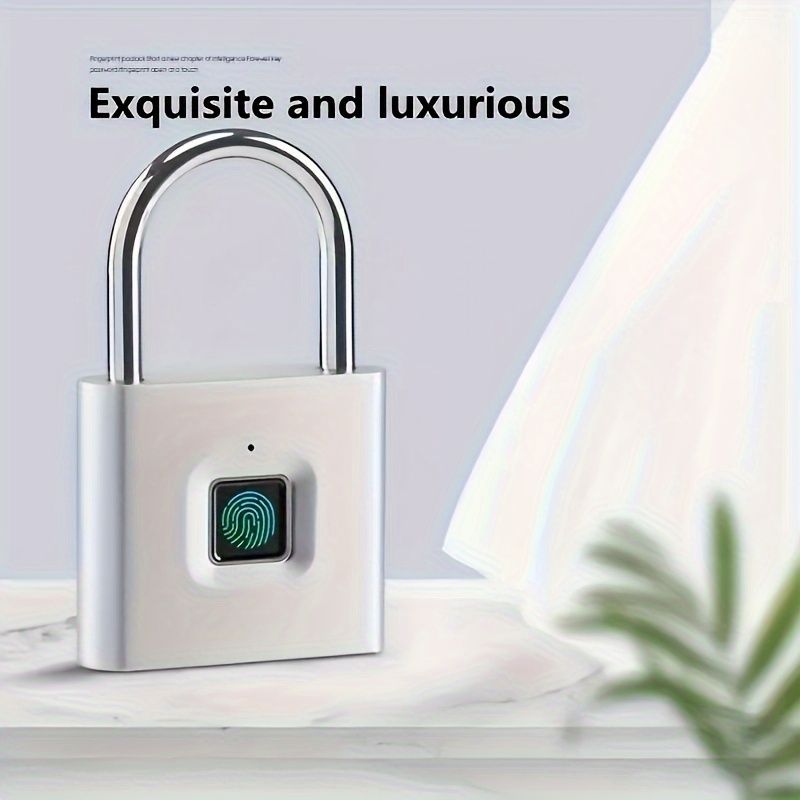 1pc Rechargeable Mini Smart Fingerprint Padlock, Rust-proof Security Door Lock, Antitheft Keyless USB Rechargeable Lock For Suitcase Luggage