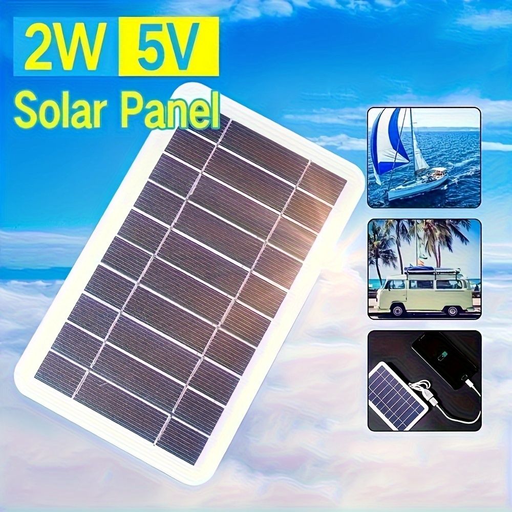 1pc Waterproof Portable Solar USB Charger Panel 5W 0-0.4A for Outdoor Travel and Camping, Flashlight, Fan Charging Compatible with Select Smartphones Without Battery