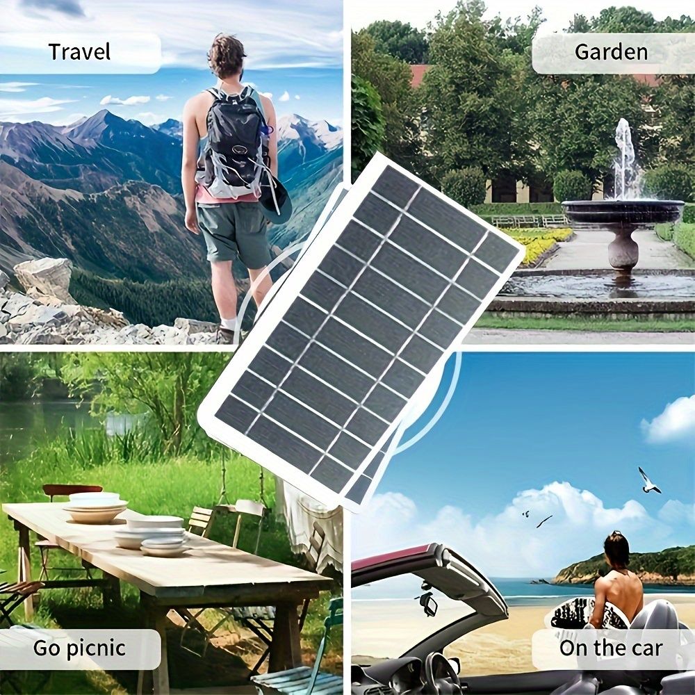 1pc Waterproof Portable Solar USB Charger Panel 5W 0-0.4A for Outdoor Travel and Camping, Flashlight, Fan Charging Compatible with Select Smartphones Without Battery
