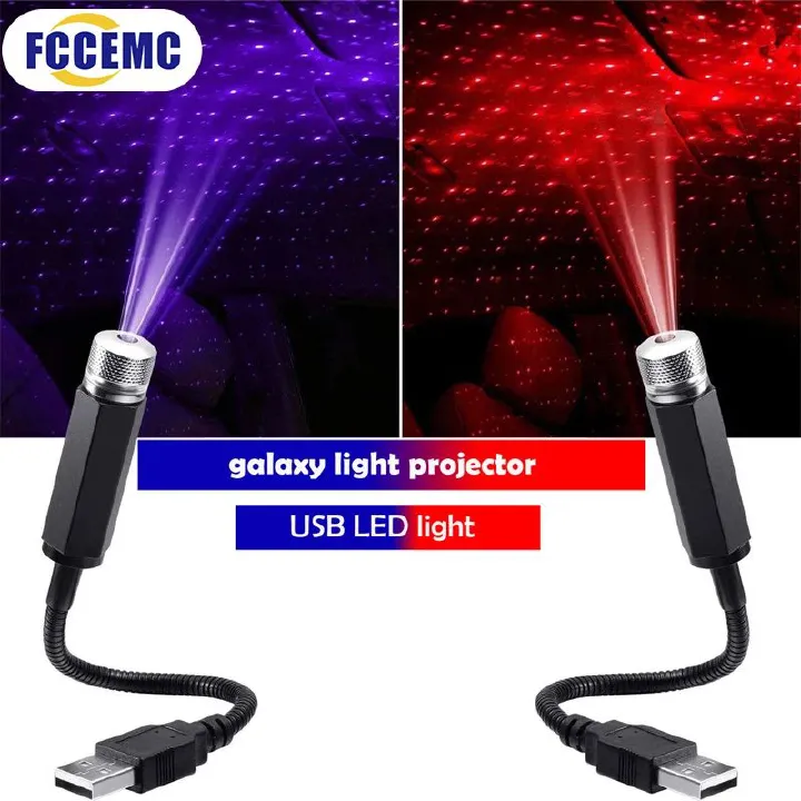 LED Car Roof Star Night Light Projector Atmosphere Galaxy Lamp USB Decorative Adjustable for Auto Roof Room Ceiling Decoration
