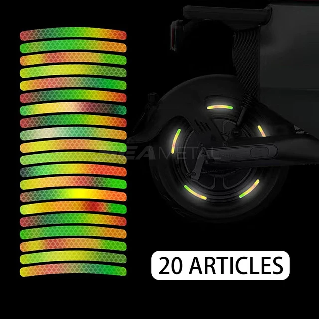 BLALION 20Pcs Car Wheel Hub Reflective Stickers Night Safety Warning Strip Decoration For Auto Motorcycle Bicycle Wheel Sticker