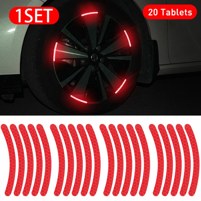 BLALION 20Pcs Car Wheel Hub Reflective Stickers Night Safety Warning Strip Decoration For Auto Motorcycle Bicycle Wheel Sticker