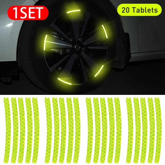 BLALION 20Pcs Car Wheel Hub Reflective Stickers Night Safety Warning Strip Decoration For Auto Motorcycle Bicycle Wheel Sticker