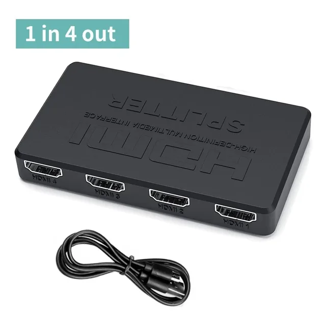 1 in 4 Out HDMI Splitter HD 4K Video Switcher HDMI-Compatible Cable Adapter 1x4 Hub For PS4 Laptop Monitor TV Box Projector
