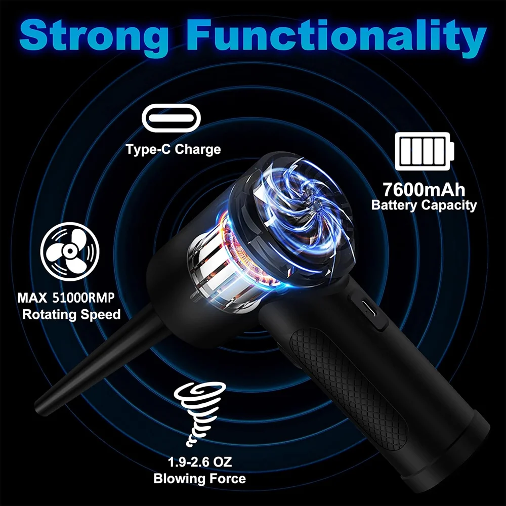 51000 RPM Compressed Air Duster Cordless Portable Rechargeable Wireless Electric Air Keyboard Electronics Cleaner Dust Blower
