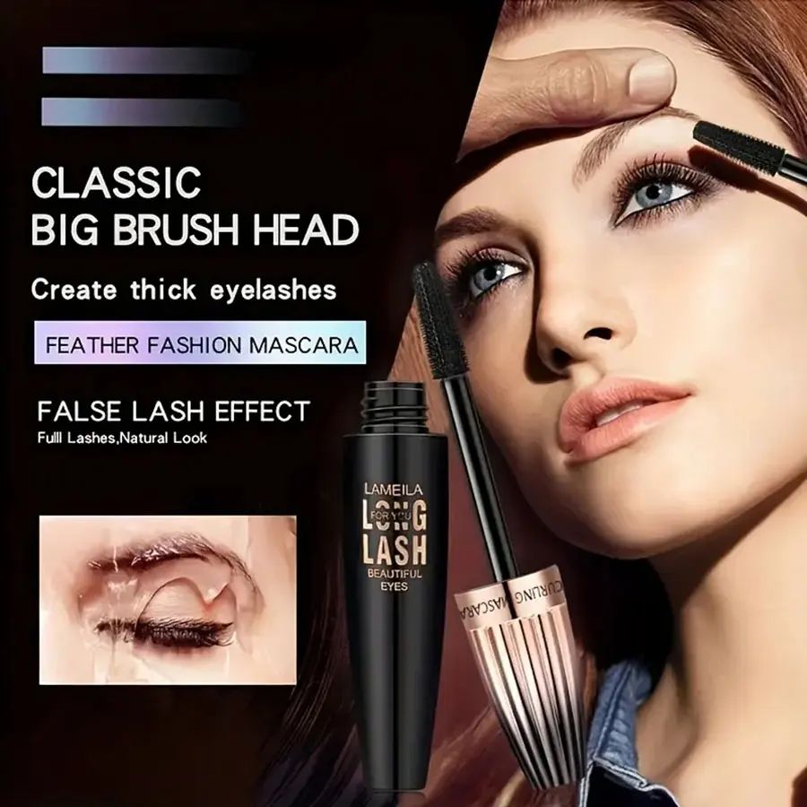 Waterproof 4D Mascara Thick Long Smudge-proof Plump Encrypted Long-lasting Curling Large Eye Makeup, Makeup Tools view 4