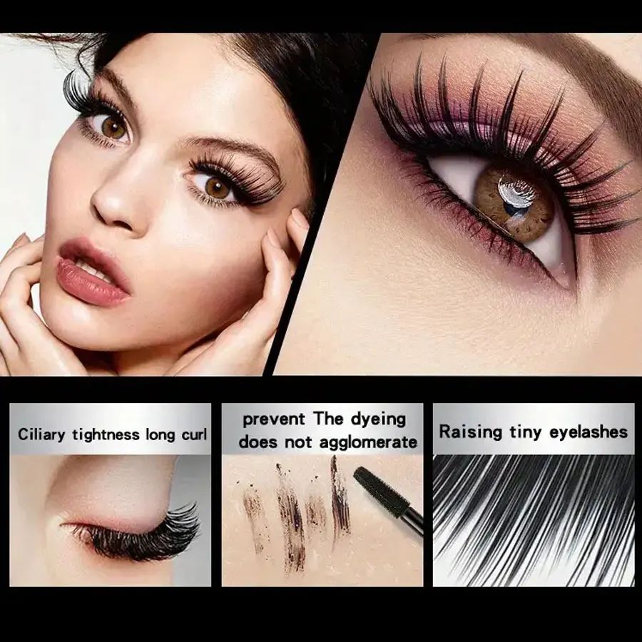 Waterproof 4D Mascara Thick Long Smudge-proof Plump Encrypted Long-lasting Curling Large Eye Makeup, Makeup Tools view 6