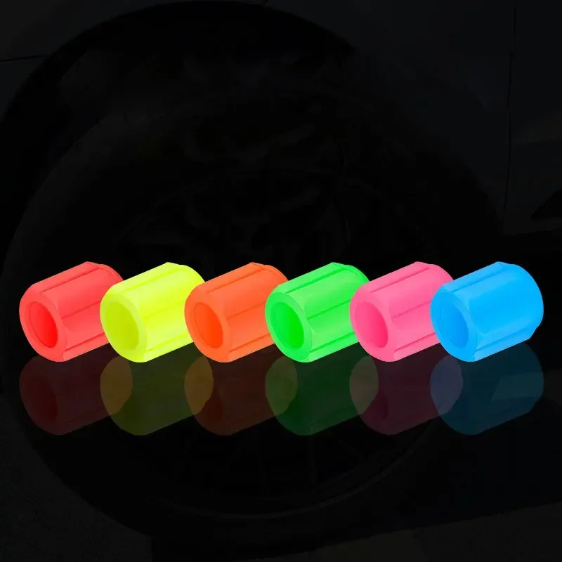 10pcs Luminous Valve Cap Car Fluorescent Tire Valves Cap Glow In The Dark Car Motorcycle Bike Wheel Plug Tyre Hub Cover Decor