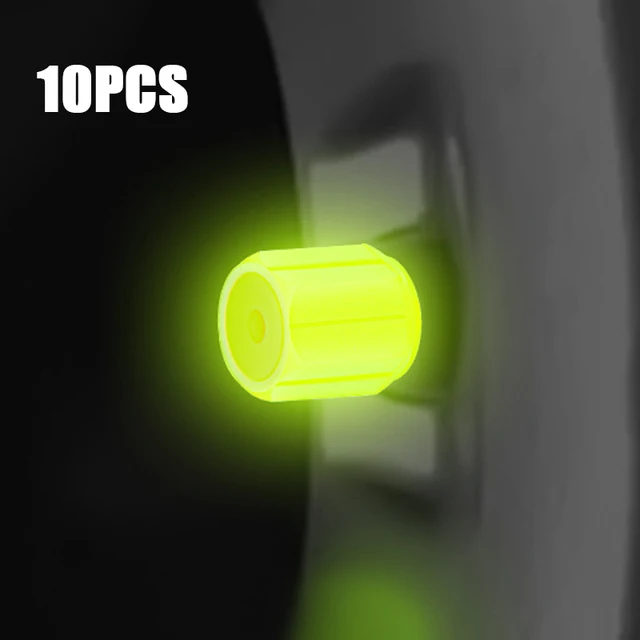 10pcs Luminous Valve Cap Car Fluorescent Tire Valves Cap Glow In The Dark Car Motorcycle Bike Wheel Plug Tyre Hub Cover Decor
