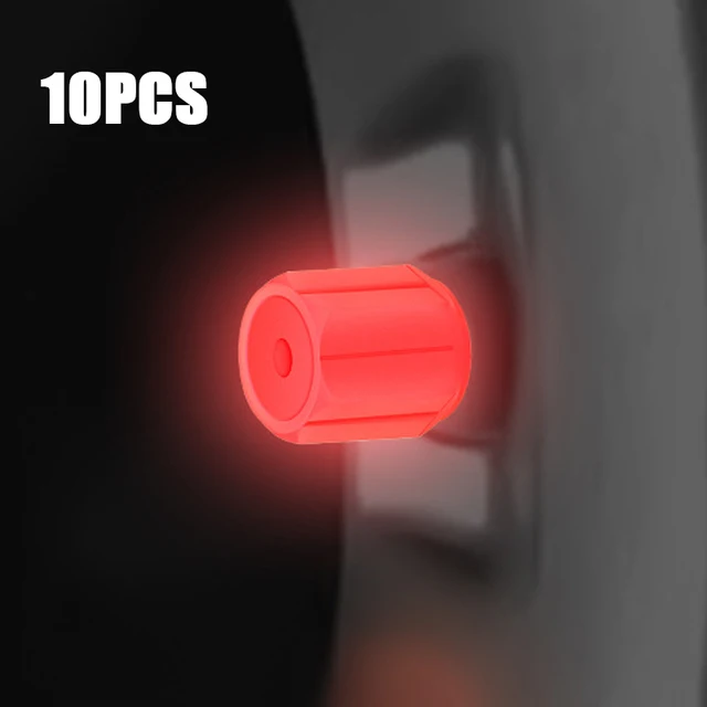 10pcs Luminous Valve Cap Car Fluorescent Tire Valves Cap Glow In The Dark Car Motorcycle Bike Wheel Plug Tyre Hub Cover Decor
