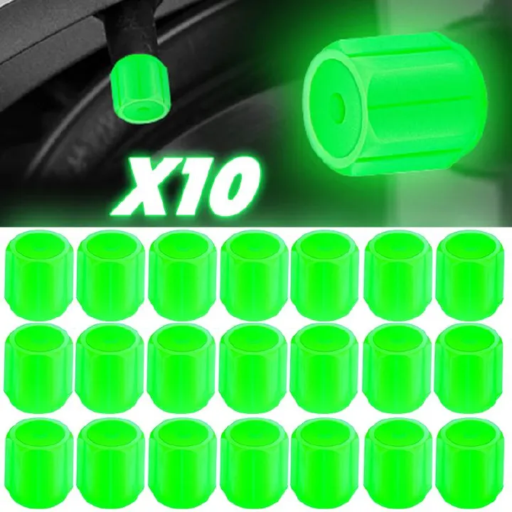 10pcs Luminous Valve Cap Car Fluorescent Tire Valves Cap Glow In The Dark Car Motorcycle Bike Wheel Plug Tyre Hub Cover Decor
