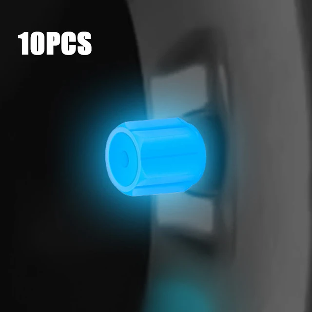 10pcs Luminous Valve Cap Car Fluorescent Tire Valves Cap Glow In The Dark Car Motorcycle Bike Wheel Plug Tyre Hub Cover Decor